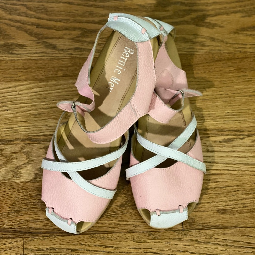 Bernie Mev Pink-and-White Sandals